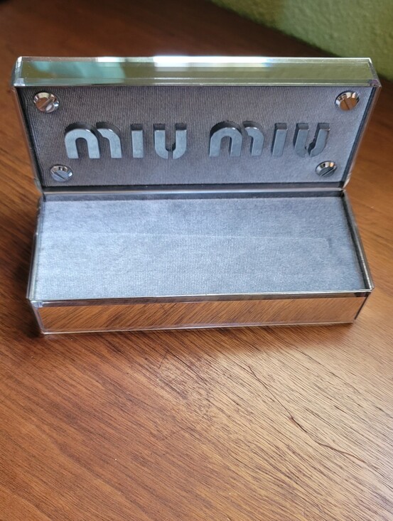 Miu Miu Accessories - Miu Miu Mirrored Eyeglass Display Case – Silver/Gray